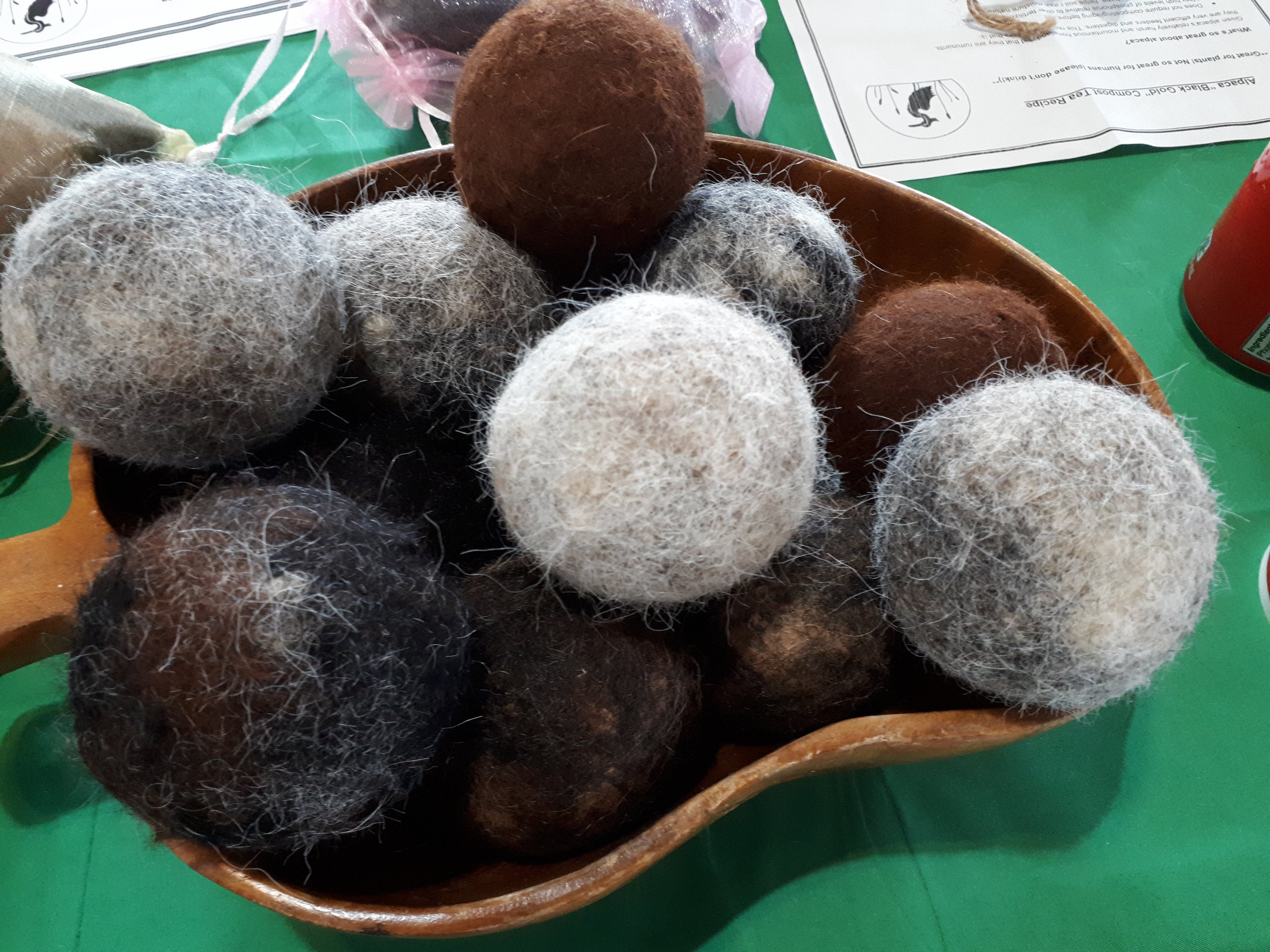 Alpaca Fleece Dryer Balls for Lower Dry Times, Less Static and No Chemicals, Silver Heron Farm